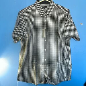 Galaxy by Harvic Black Check Short Sleeve Casual Button Down Shirt Size XL